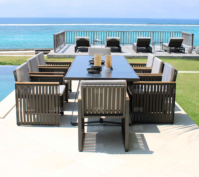4 chairs 80cm teak square table