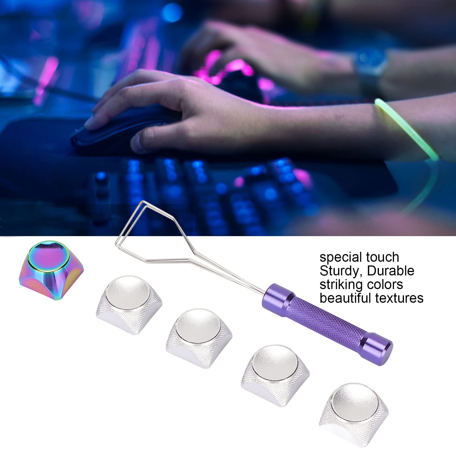 5Pcs Metal XDA Keycaps for Mechanical Gaming Keyboard - Silver