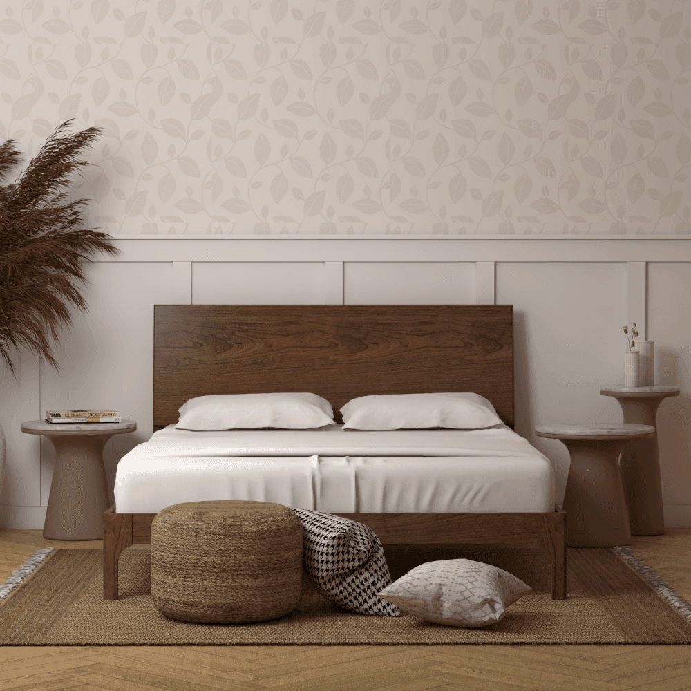 Stylish Drew Wooden Bed Frame - Solid Wood Queen Size Bed with Headboard - Perfect for Modern Bedroom, Guest Room & Farmhouse Decor