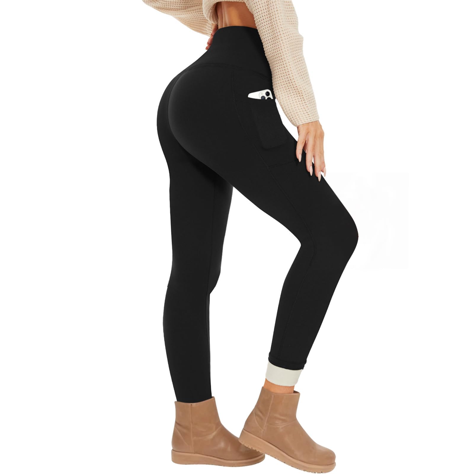 AMIYOYO Fleece Lined Leggings - Women's Thermal Winter Tights for Yoga & Gym