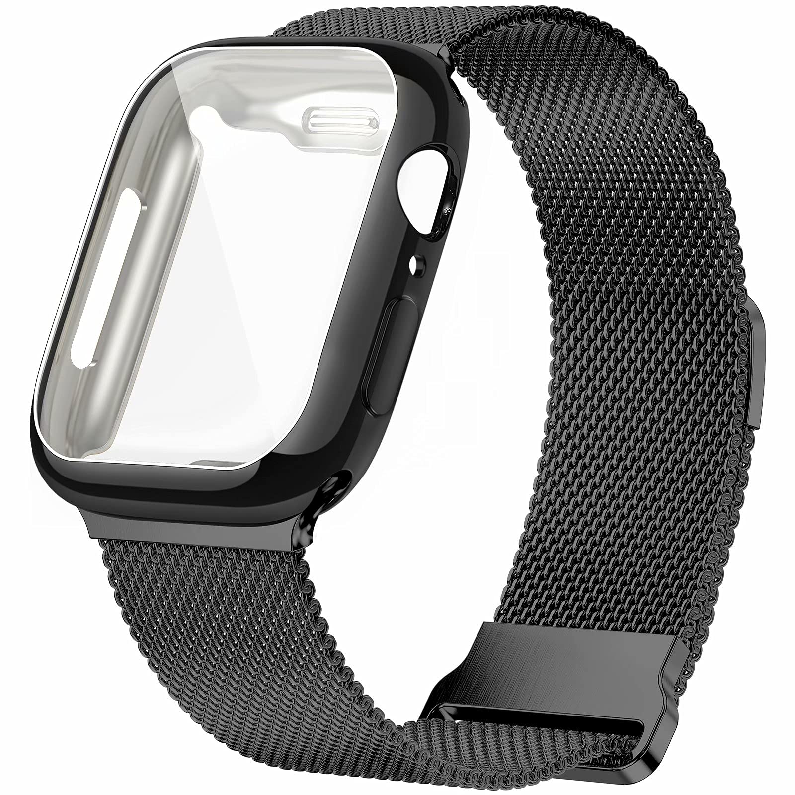Premium Stainless Steel Milanese Loop Band for Apple Watch 40mm - Magnetic Mesh Strap Compatible with iWatch Series 10/9/8/7/6/5/4/3/2/1 & SE - Adjustable Replacement Watch Band for Women & Men (Black) | Perfect for Workouts, Office Wear & Everyday Fashion