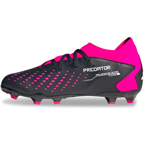 Adidas Jr. Predator Accuracy.3 Firm Ground Soccer Cleats for Kids - Core Black/Team Shock Pink - Youth Football Shoes for Firm Natural Grass Fields, Perfect for Training & Matches
