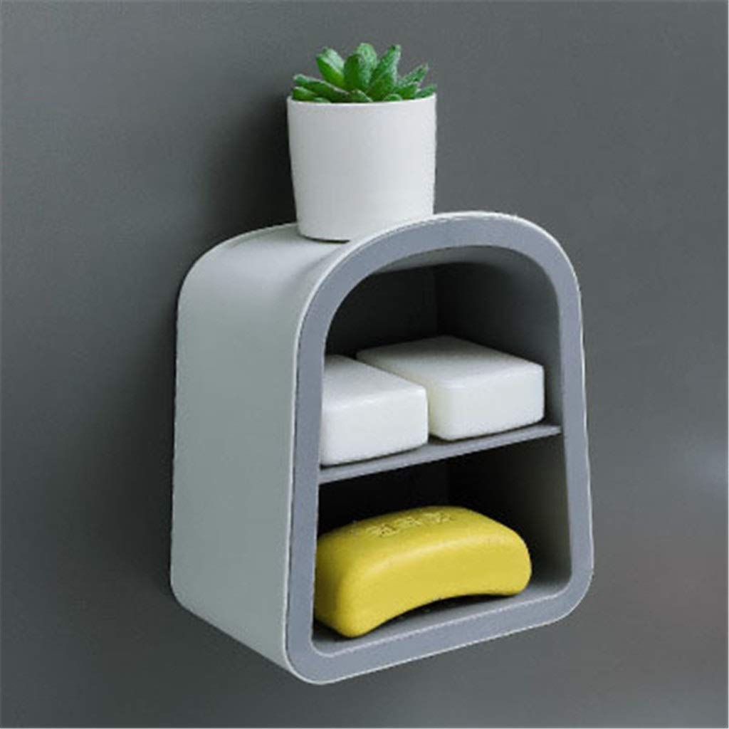 Double-Layer Bathroom Storage Organizer - Wall Mounted Shelf for Bathroom & Home Organization - Plastic Storage Box with Multifunctional Design (D Color) - Perfect for Small Spaces, Bath Essentials & Decorative Storage