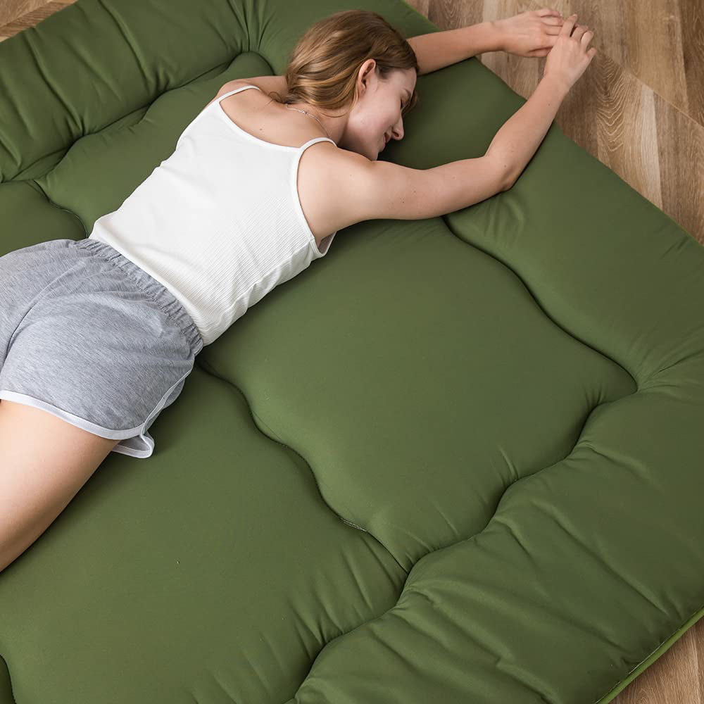 MAXYOYO Japanese Futon Mattress - Foldable Green Tatami Floor Mattress for Home, Travel & Guest Bedding | Portable Floor Sleeping Pad for Small Spaces, Camping & Yoga