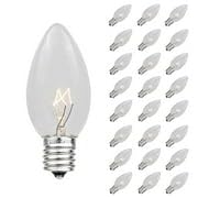500 Pack C7/E12 Candelabra Base Christmas Lights - 5W Clear Outdoor Replacement Bulbs for Holiday Decorations, Tree Trimming, and Festive Home Lighting
