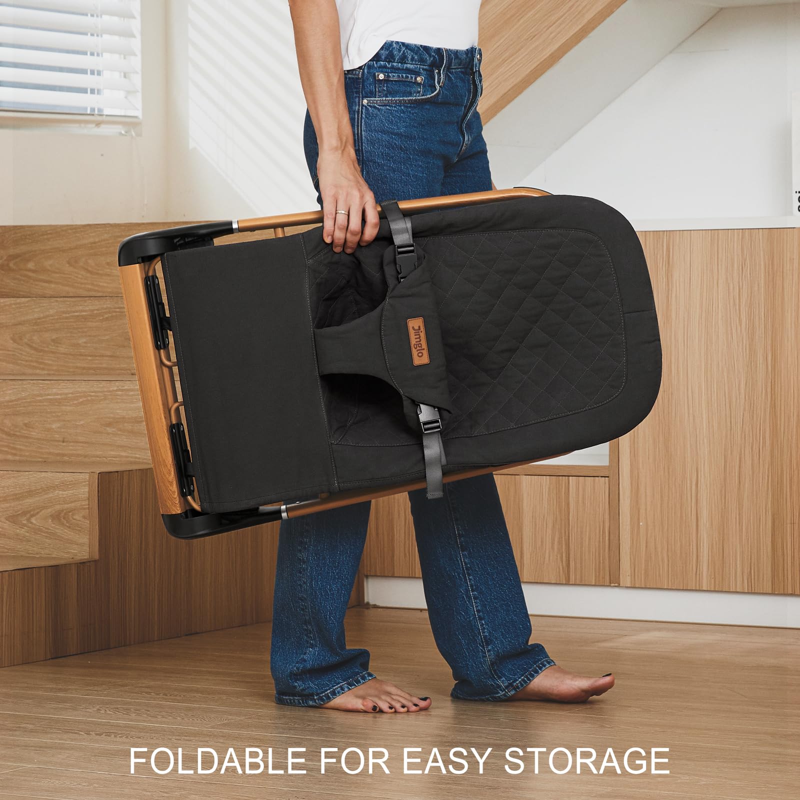 Foldable Baby Bouncer Seat with Adjustable Height - Portable Infant Bouncer for Newborns & Toddlers (Cotton, Anthracite) - Perfect for Home, Nursery & Travel Use