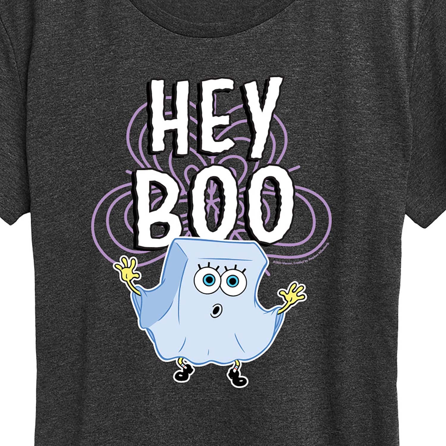 Spongebob Squarepants Hey Boo Women's Graphic T-Shirt | Funny Cartoon Short Sleeve Tee for Women | Casual Wear, Cosplay & Gift Idea