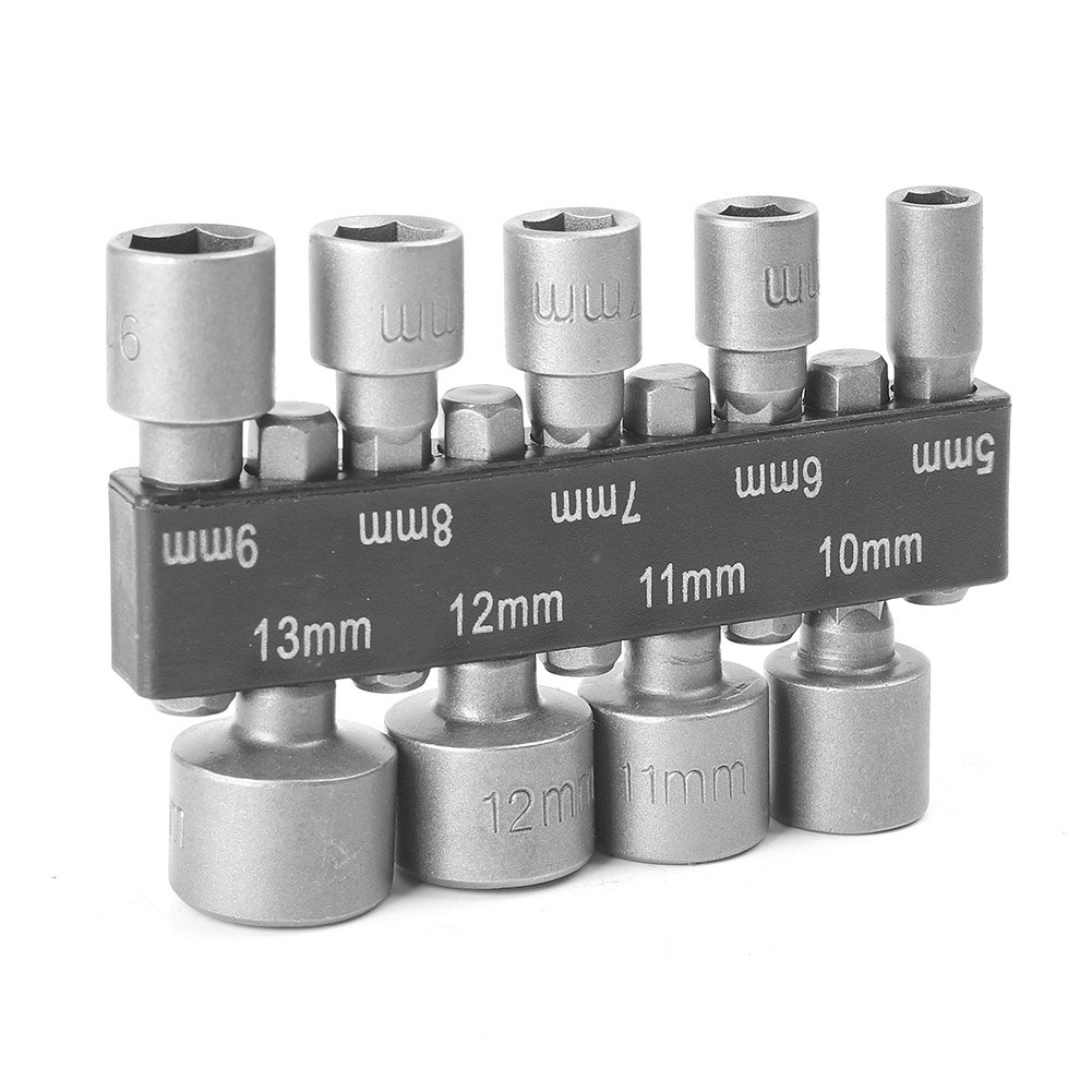 9Pcs Power Hand Driver Drill Tool Set with 5-13mm Metric Socket Wrench & 1/4