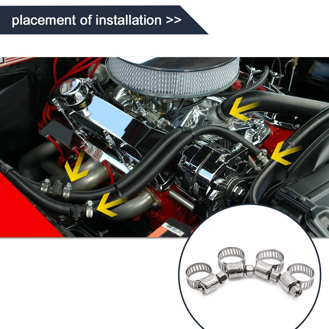 uxcell 4pcs Silver Tone Stainless Steel 18-32mm Adjustable Gear Hose Clamp for Car, Truck, RV & Marine Applications - Corrosion Resistant Automotive Pipe Fastener