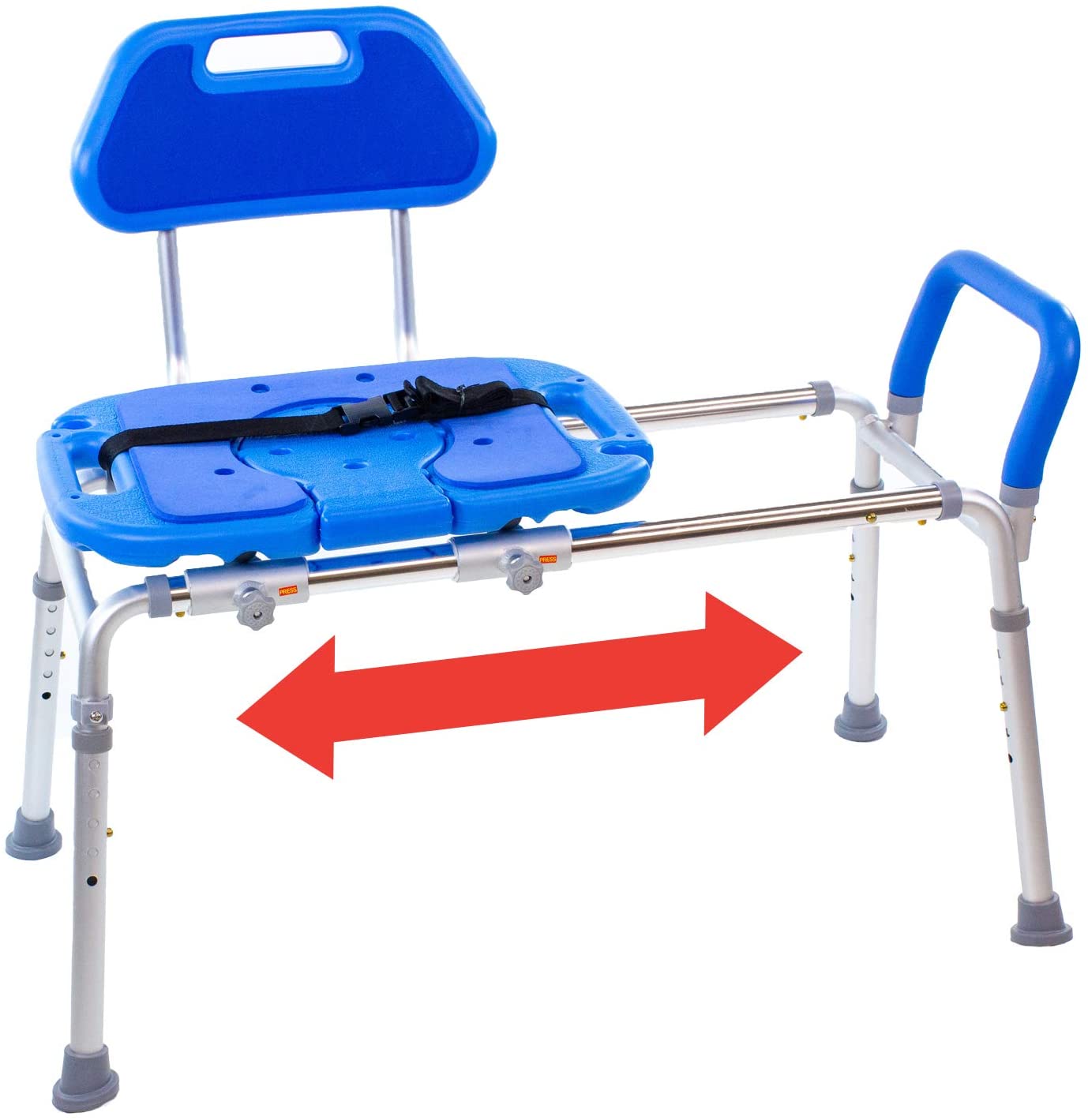 HydroGlyde Premium Sliding Bath Transfer Bench with Cutout - Safe Shower Chair for Elderly & Disabled - Non-Slip Mobility Aid for Bathroom Safety & Independence (Ideal for Post-Surgery Recovery & Home Care)