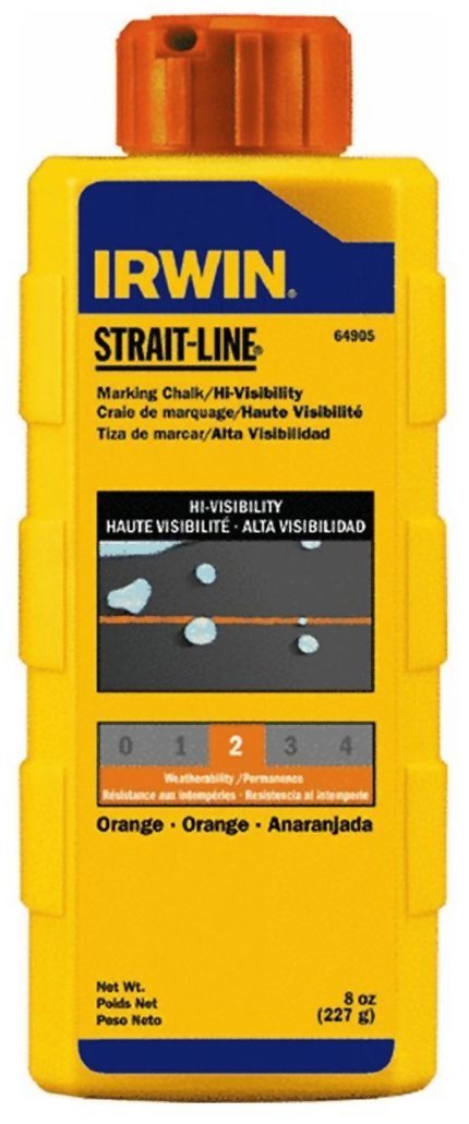 Irwin Strait Line 64905 8 Oz Fluorescent Orange Chalk Refills - High Visibility Marking for Construction, Surveying & DIY Projects