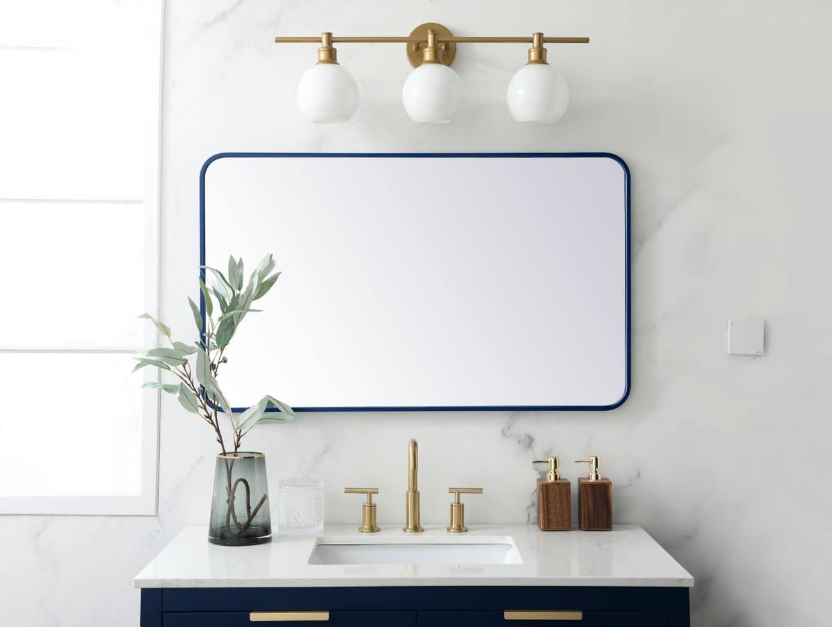 Elegant Brass Rectangular Mirror 24x40 - Home Decor & Bathroom