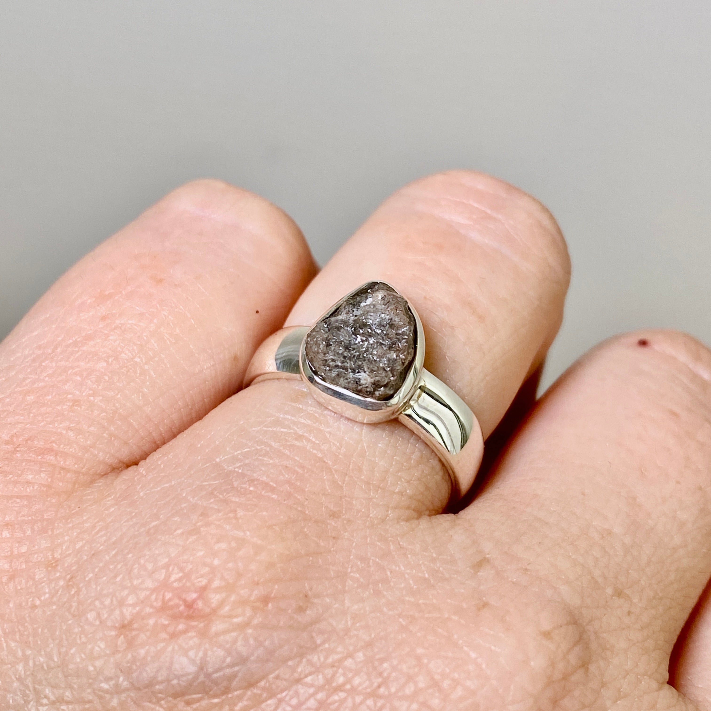 Natural Rough Diamond Freeform Raw Ring - Size 6.5 - PRGJ885 - Unique Handmade Jewelry for Boho Wedding & Everyday Fashion