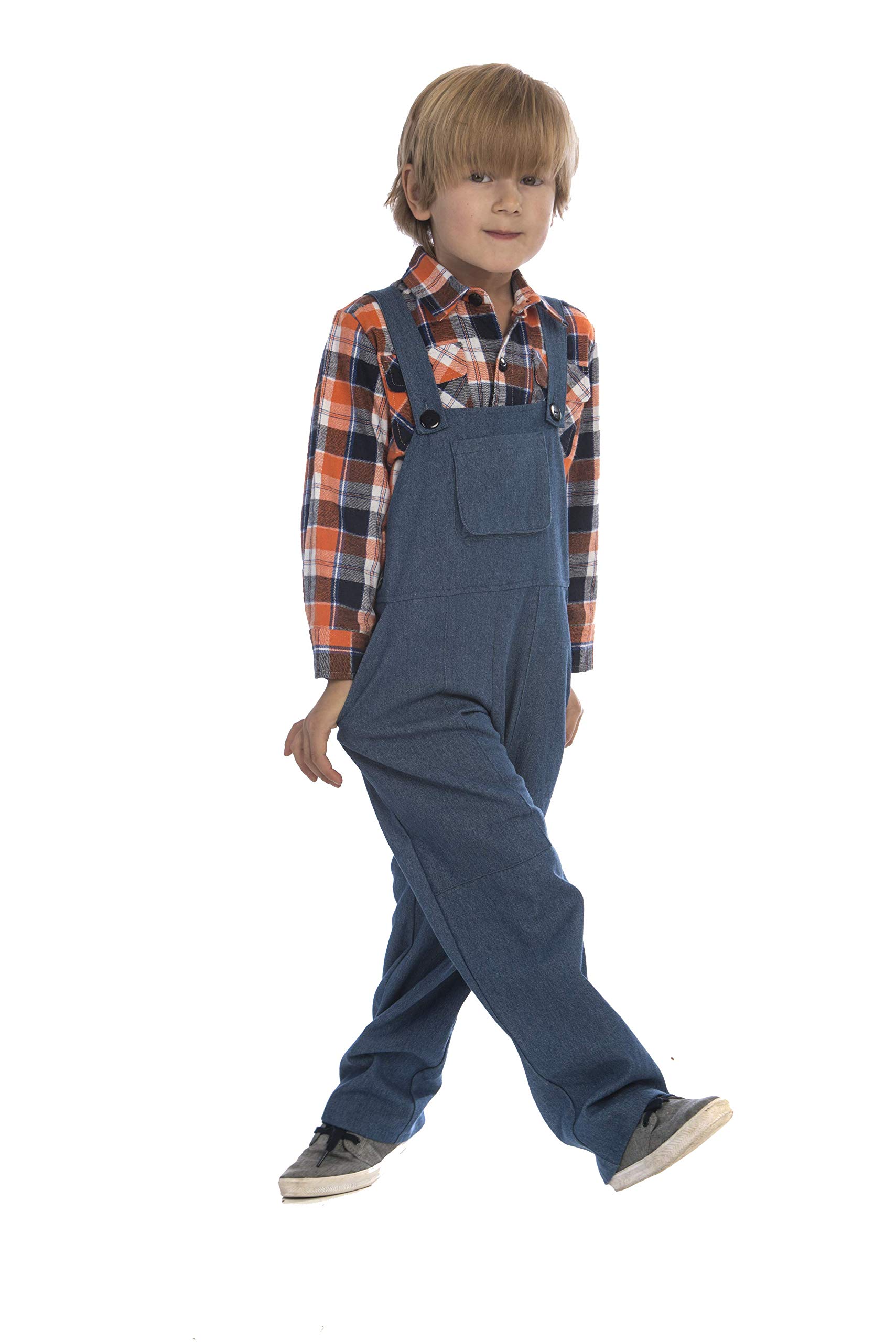 Kids Farmer Costume Set - Boys & Girls Overalls & Shirt for Halloween, Dress Up & Farm Theme Parties - American Style Farmwear for Children