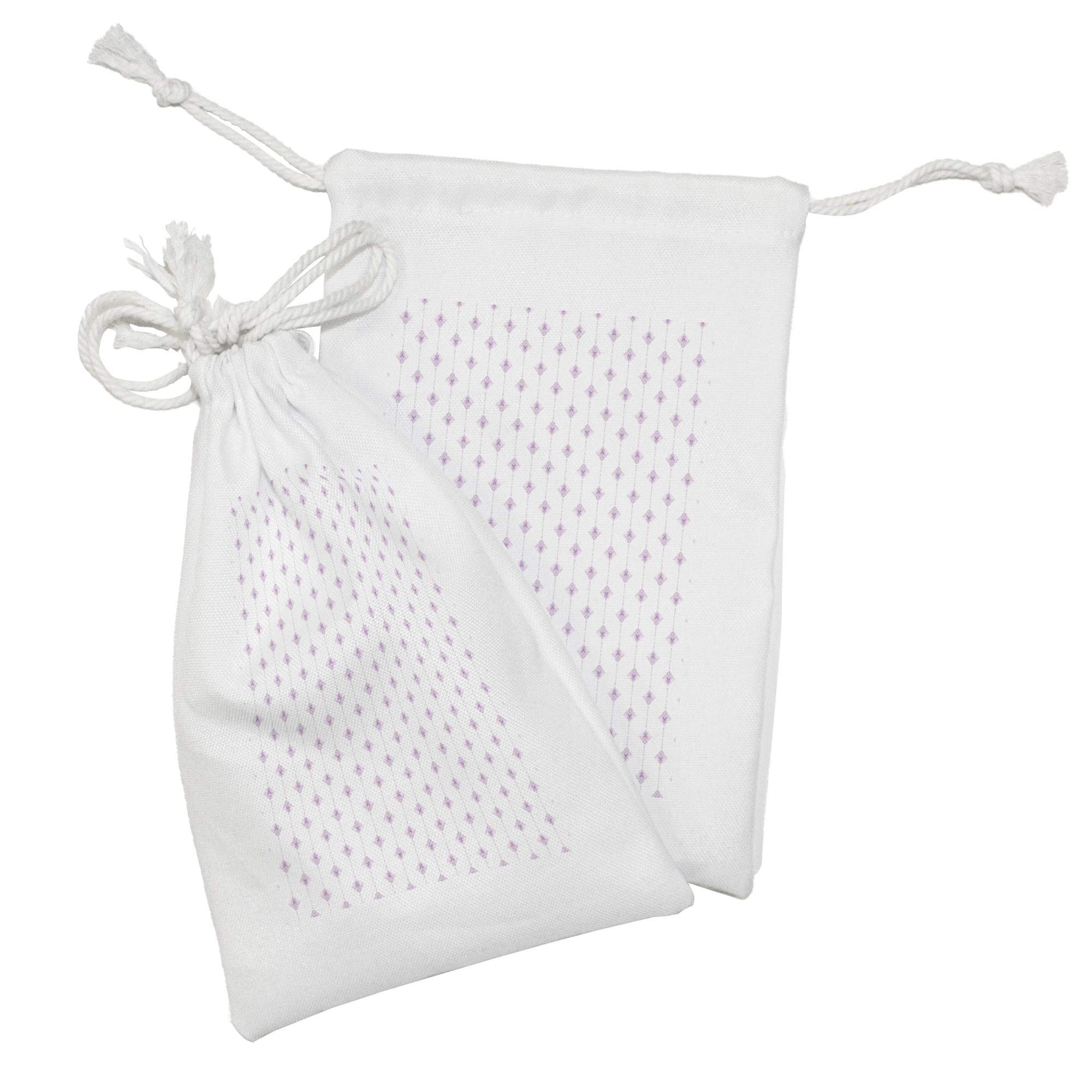 Ambesonne Bohemian Fabric Pouch Set of 2 - Traditional Oriental Drawstring Bags for Toiletries, Jewelry, Masks & Gifts (9