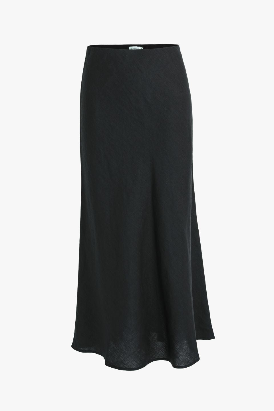 Bliss Black Linen Bias Midi Skirt for Women - Summer Casual A-Line Skirt with Side Slit - Perfect for Office, Date Night & Vacation