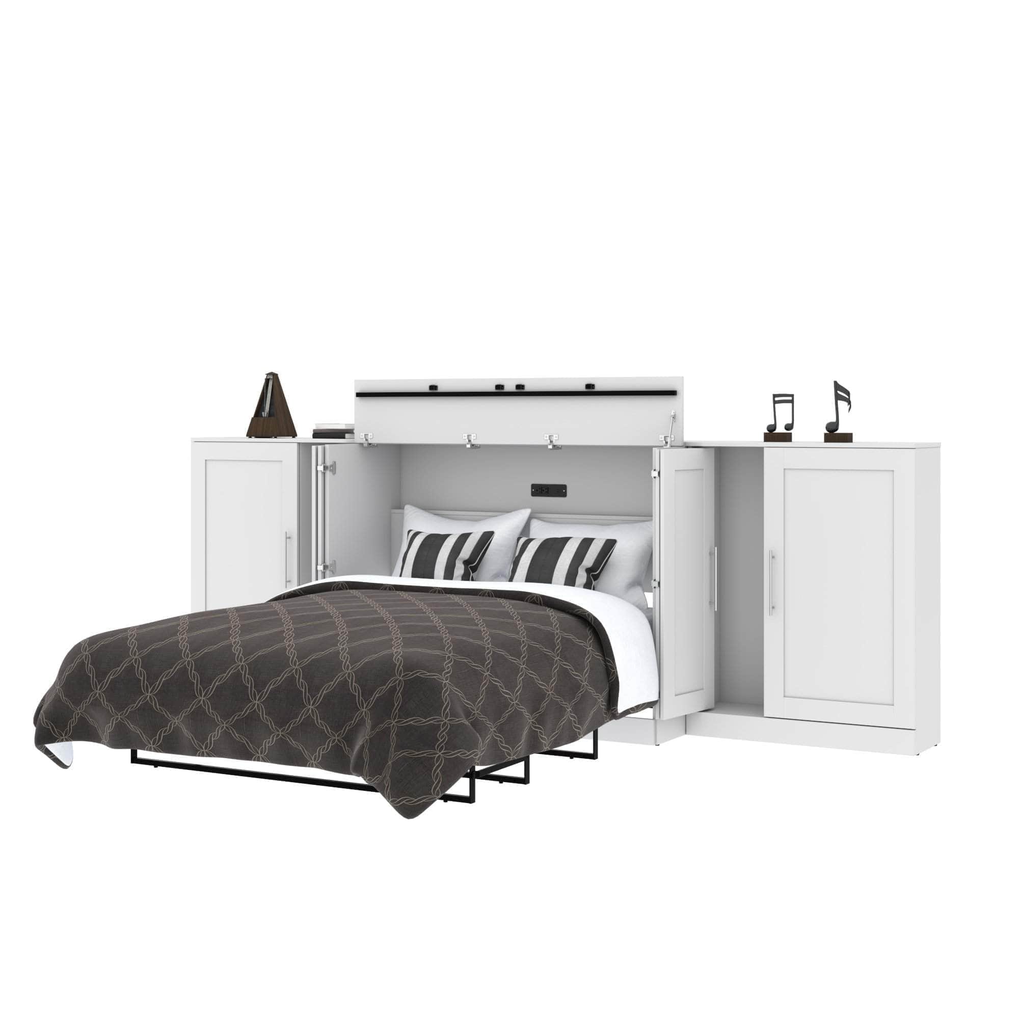 Pur Full Murphy Cabinet Bed with Mattress & 2x36
