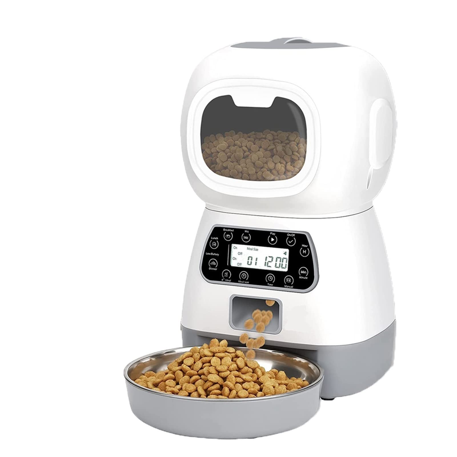 LATINDAY 3.5L Automatic Pet Feeder with Stainless Steel Bowl - Smart Food Dispenser for Cats & Dogs - Programmable Timer & Portion Control - Perfect for Home, Office, or Travel Use
