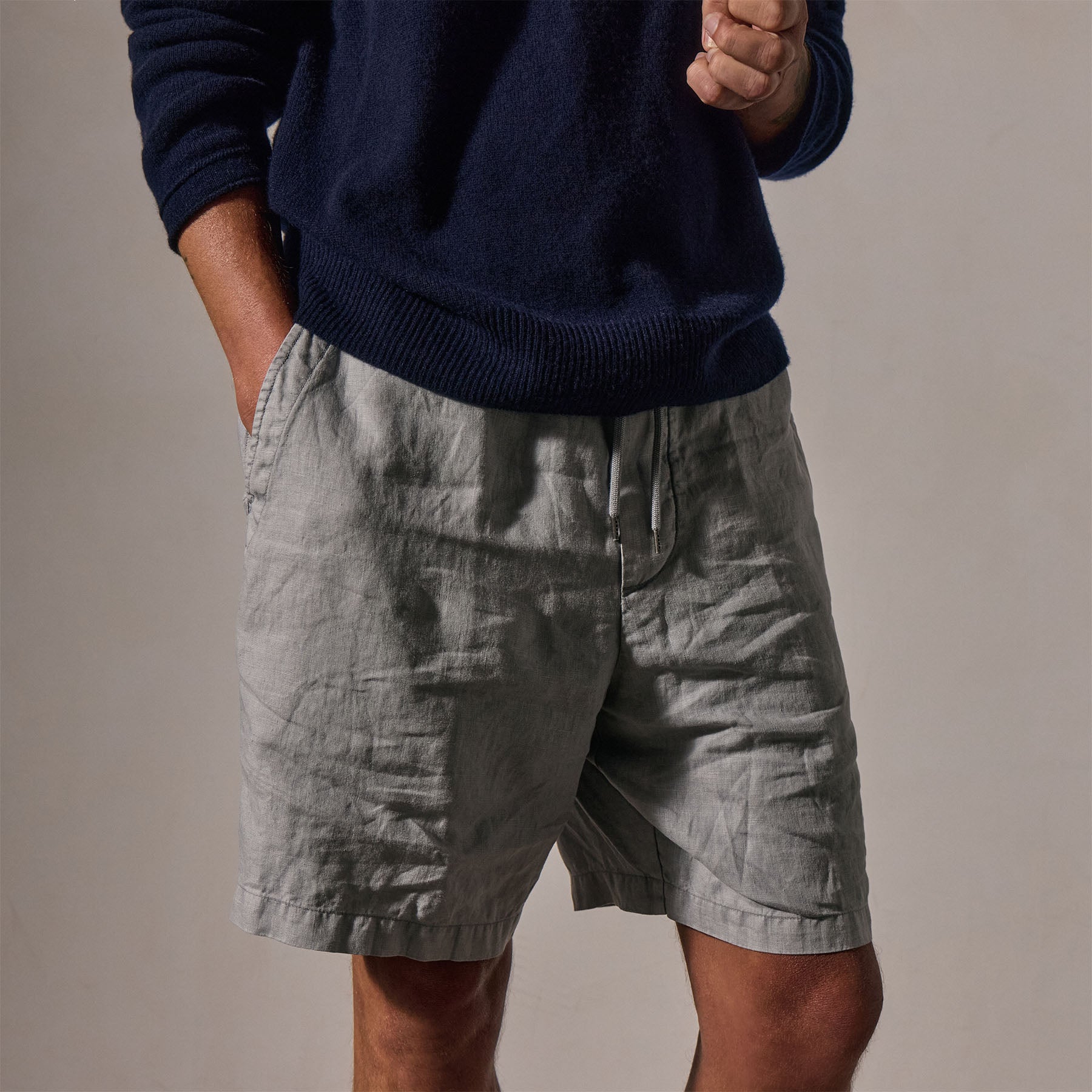 Relaxed Fit Linen Shorts for Men - Comfortable Grey Sky Pigment Casual Summer Shorts | Perfect for Beach, Vacation & Everyday Wear
