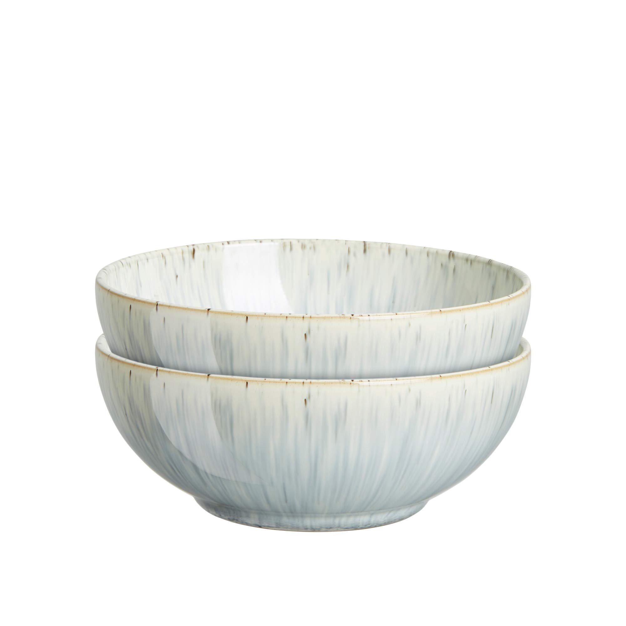 Denby Halo Speckle 2-Piece Cereal Bowl Set - 820ml Microwave & Dishwasher Safe Stoneware Bowls - Grey Speckled Glazed Ceramic Tableware - Chip Resistant Soup & Breakfast Bowls for Home & Restaurant Use