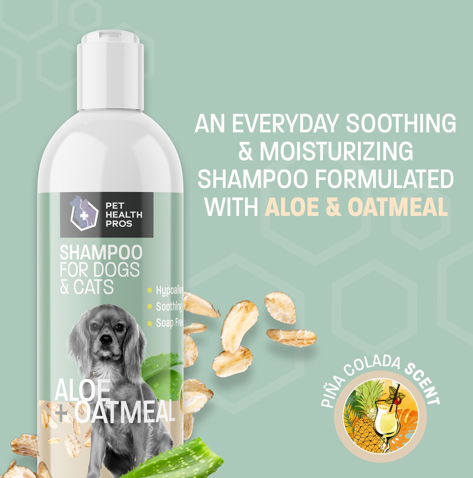 Aloe & Oatmeal Dog Shampoo for Sensitive Skin - Hypoallergenic Itch Relief & Moisturizing Shampoo & Conditioner - Soap-Free Formula for Dry, Itchy Skin - 16 oz - Perfect for Allergy-Prone Dogs & Post-Bath Comfort