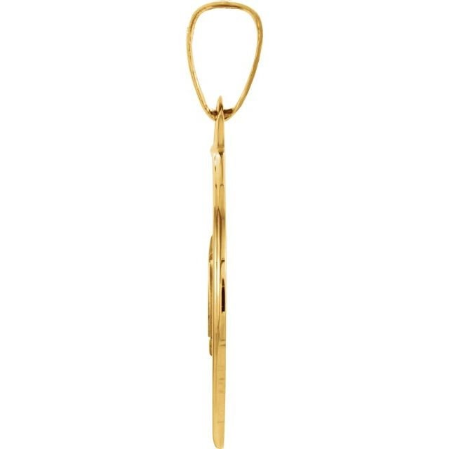 14K Yellow Gold 15mm Round Mazel Good Luck Charm Pendant - Solid Gold Jewelry for Good Fortune & Protection - Perfect for Gifts, Daily Wear & Special Occasions