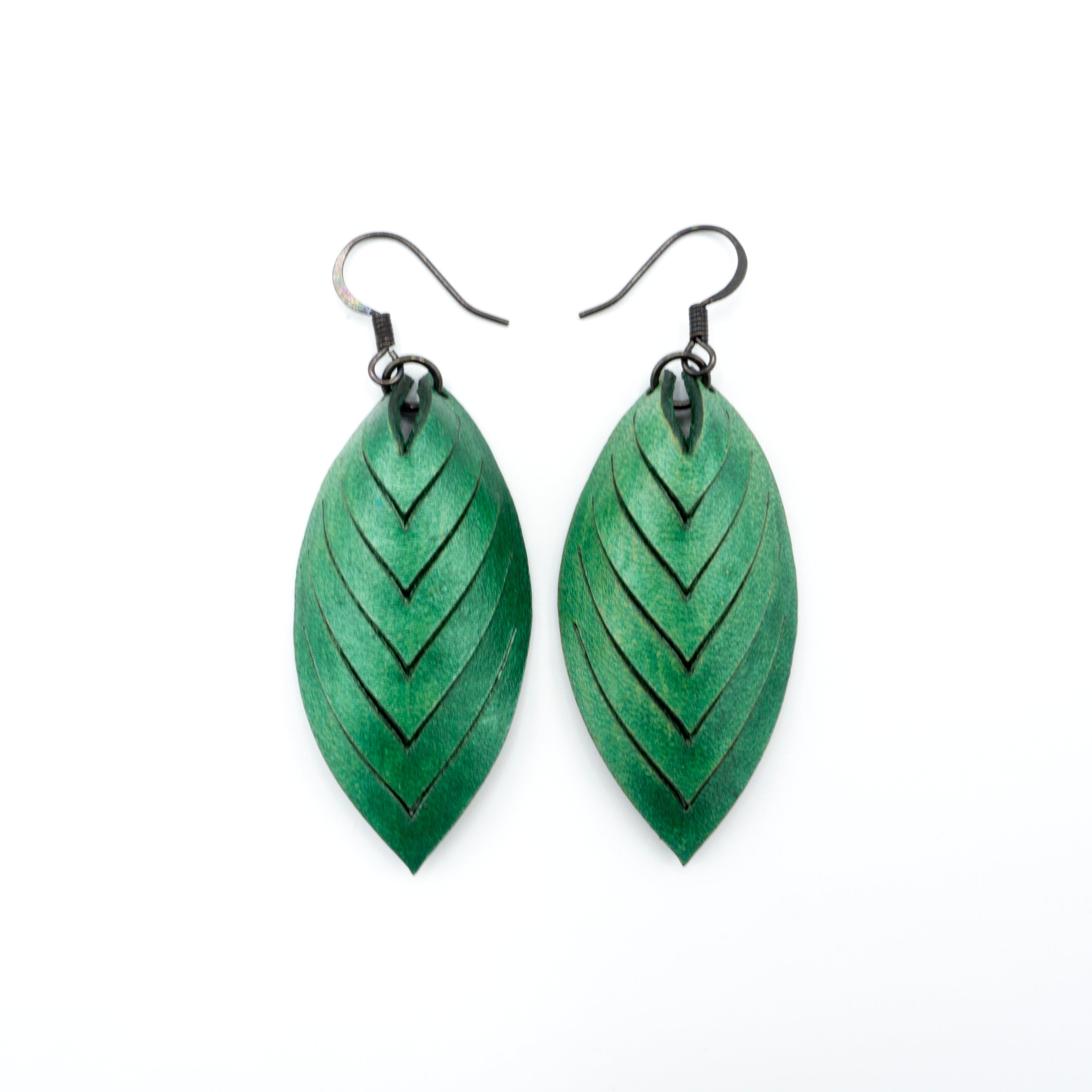 Terrabyte 14 [S] Green Pearl Leather Earrings for Women - Boho Chic Handmade Dangle Drop Earrings - Perfect for Parties, Weddings & Everyday Wear