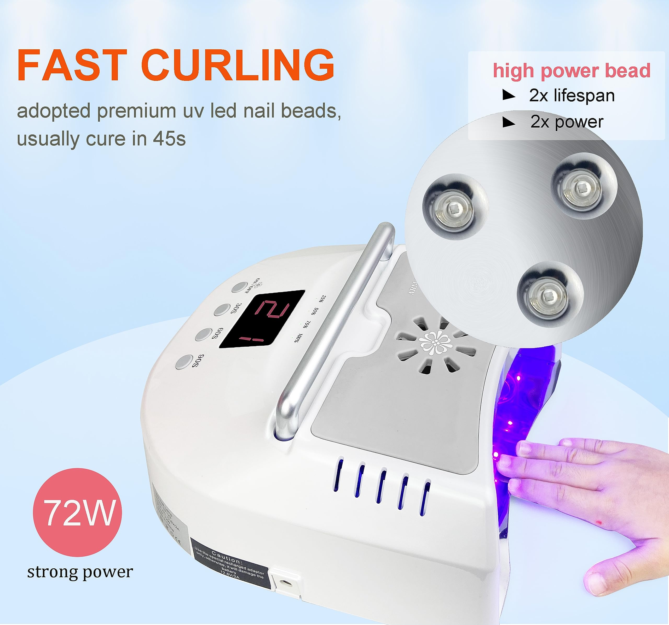 Professional Cordless LED UV Nail Lamp - Fast Drying for Gel & Acrylic Nails, Salon-Grade Manicure Light with 48W Power (White) | Perfect for Home Use, Nail Salons & Mobile Nail Technicians