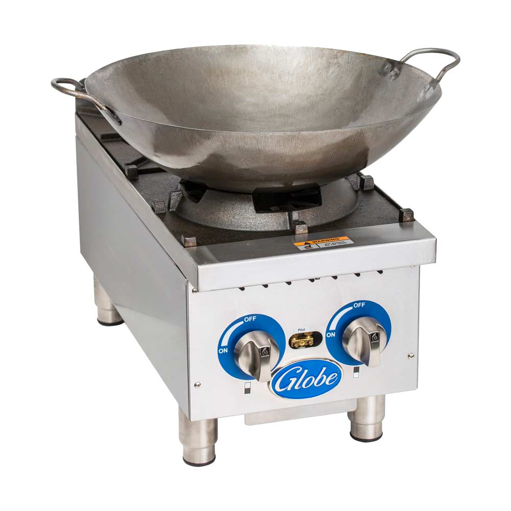 Globe GHP12G 12-Inch Countertop Gas Hot Plate - Portable & Powerful for Outdoor Cooking, Camping, and Home Kitchen Use