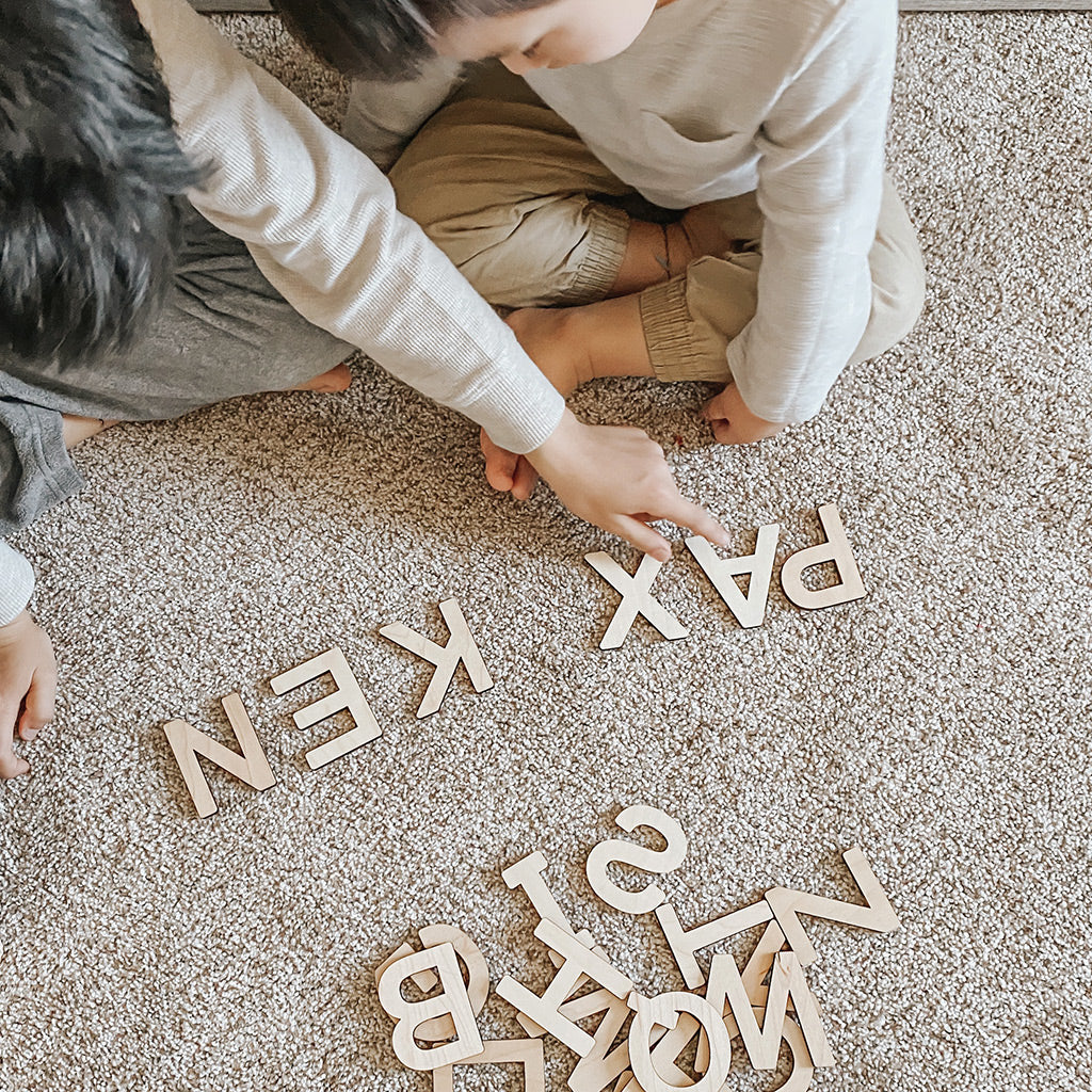 Uppercase Wooden Alphabet Letters - Educational Montessori Toys for Kids Learning ABCs - Perfect for Homeschooling, Preschool & Classroom Decor