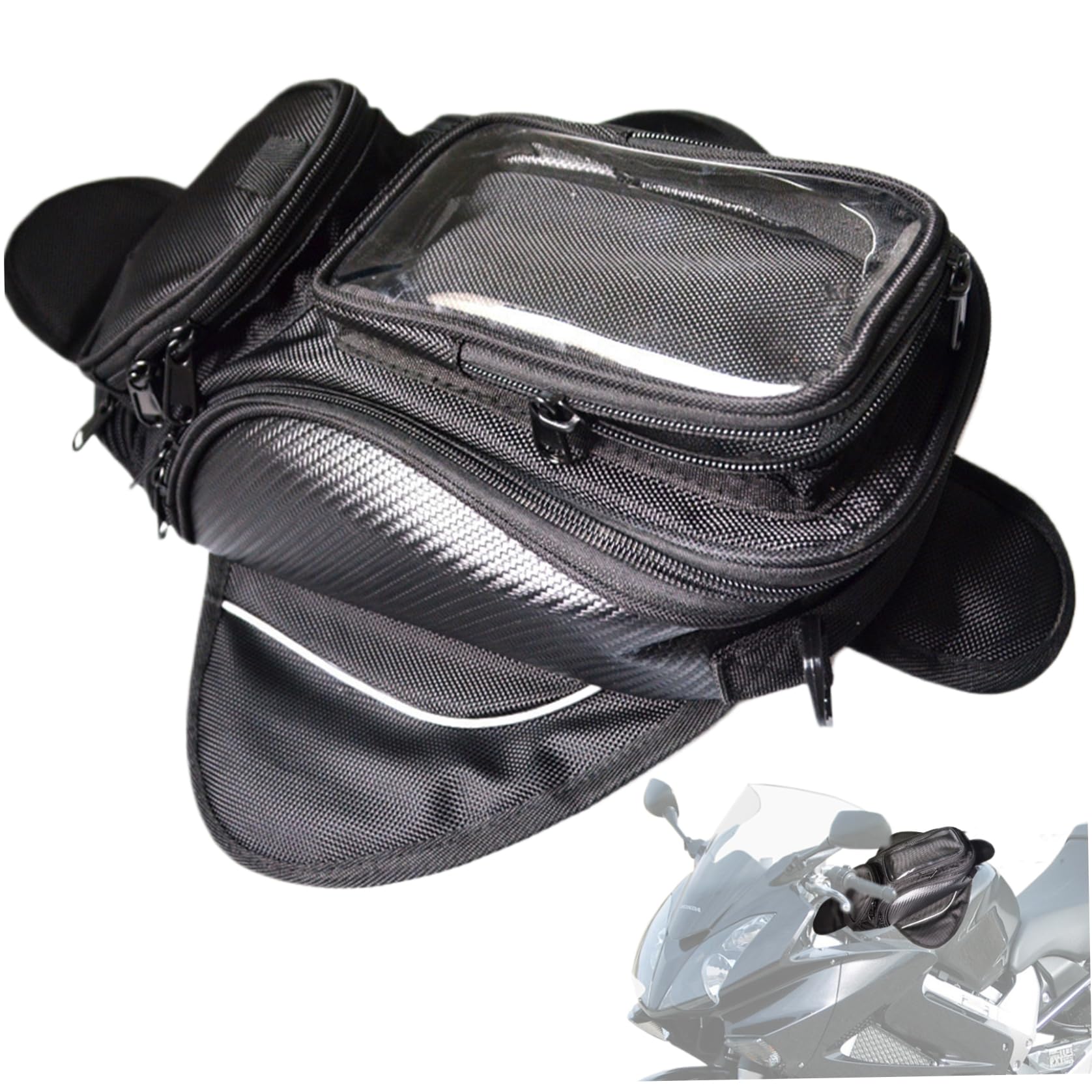 Waterproof Magnetic Motorcycle Tank Bag with Adjustable Strap - for Commuting & Touring
