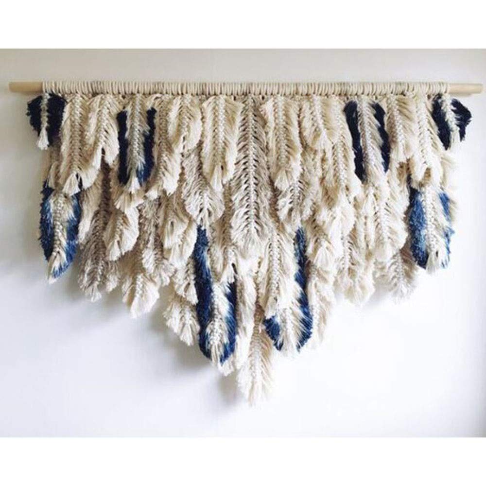 Hand-Woven Bohemian Cotton Tapestry Wall Hanging - Geometric Art Decor for Living Room, Bedroom & Dorm - Soft Woven Fabric Home Decor (Color B)