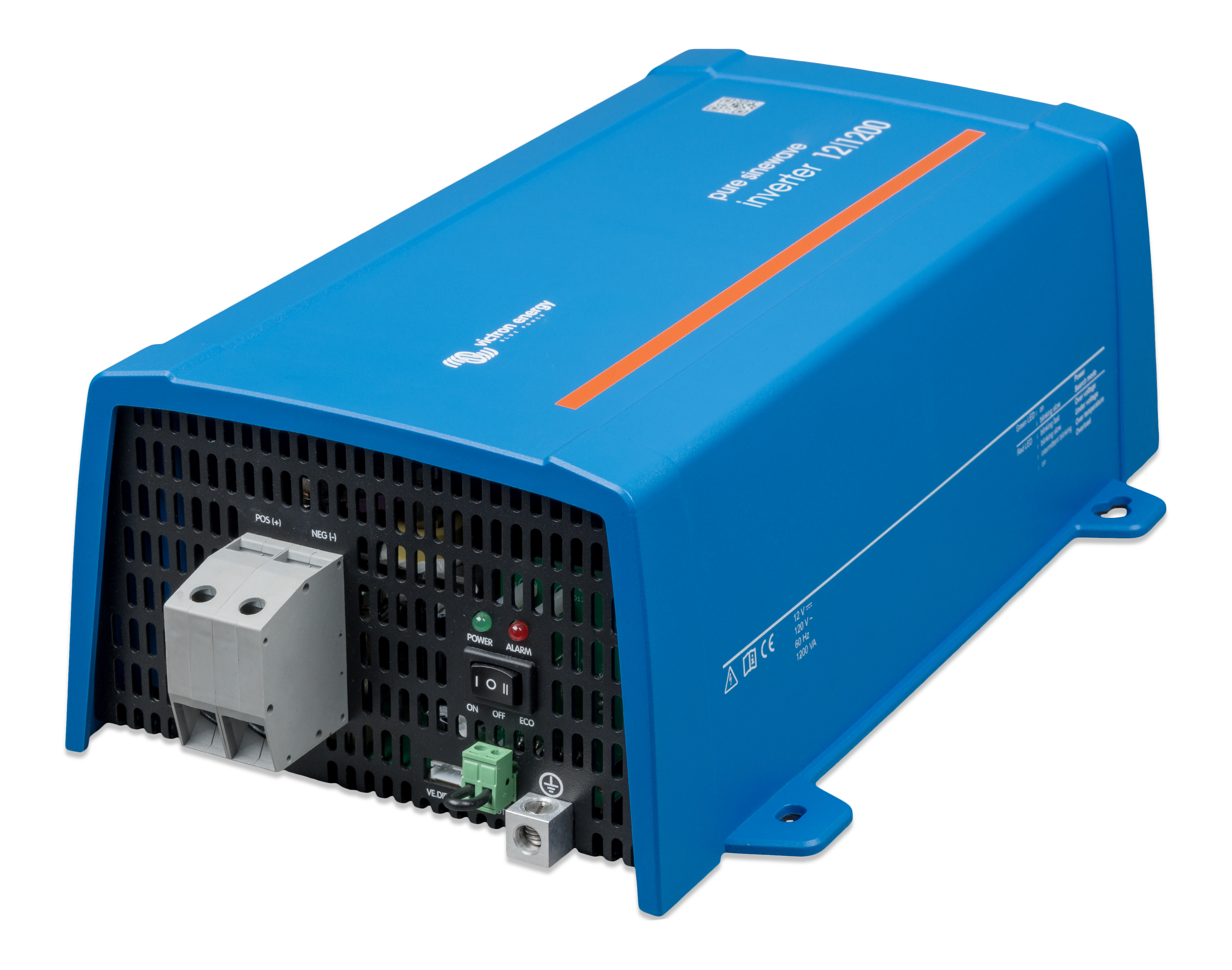 Phoenix 12V 1200W Pure Sine Wave Inverter with VE.Direct & NEMA GFCI Outlet - PIN122122510 for RVs, Boats, Off-Grid Solar Power Systems