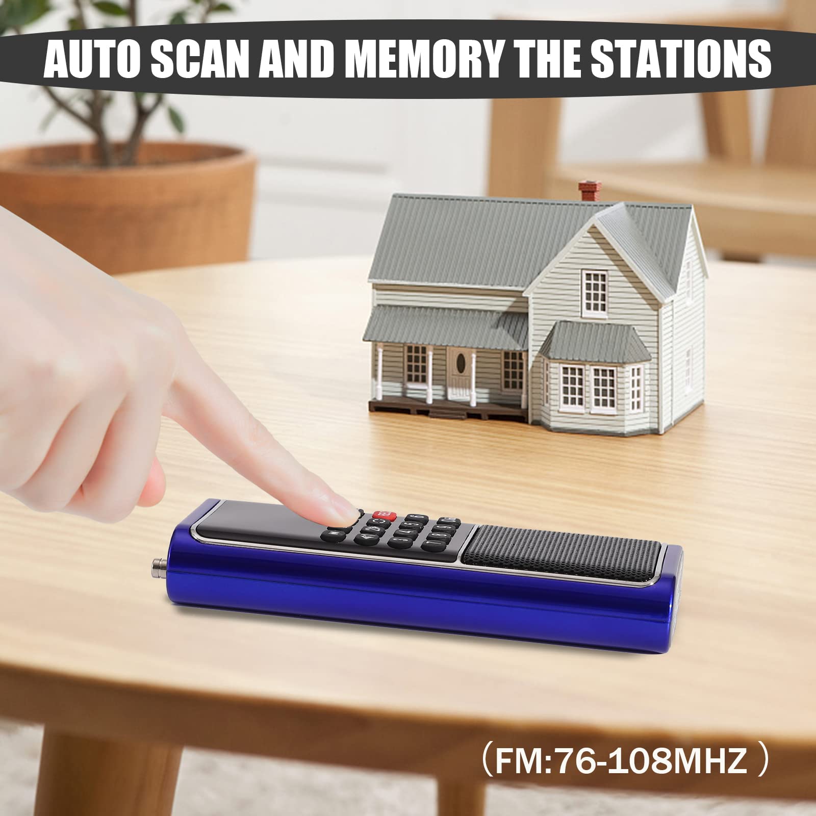 Portable FM Radio with MP3 Speaker - Rechargeable Battery, TF Card/USB Support, Music Recording & Best Reception - Perfect for Camping, Emergencies & Outdoor Activities (Blue)