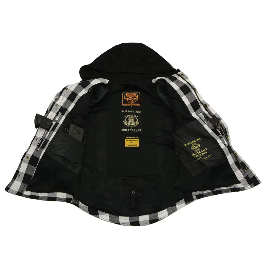 Milwaukee Leather Men's Plaid Flannel Armored Shirt Jacket - Motorcycle Riding Gear for Men, Winter Warmth & Protection - Perfect for Biking, Outdoor Adventures & Casual Wear