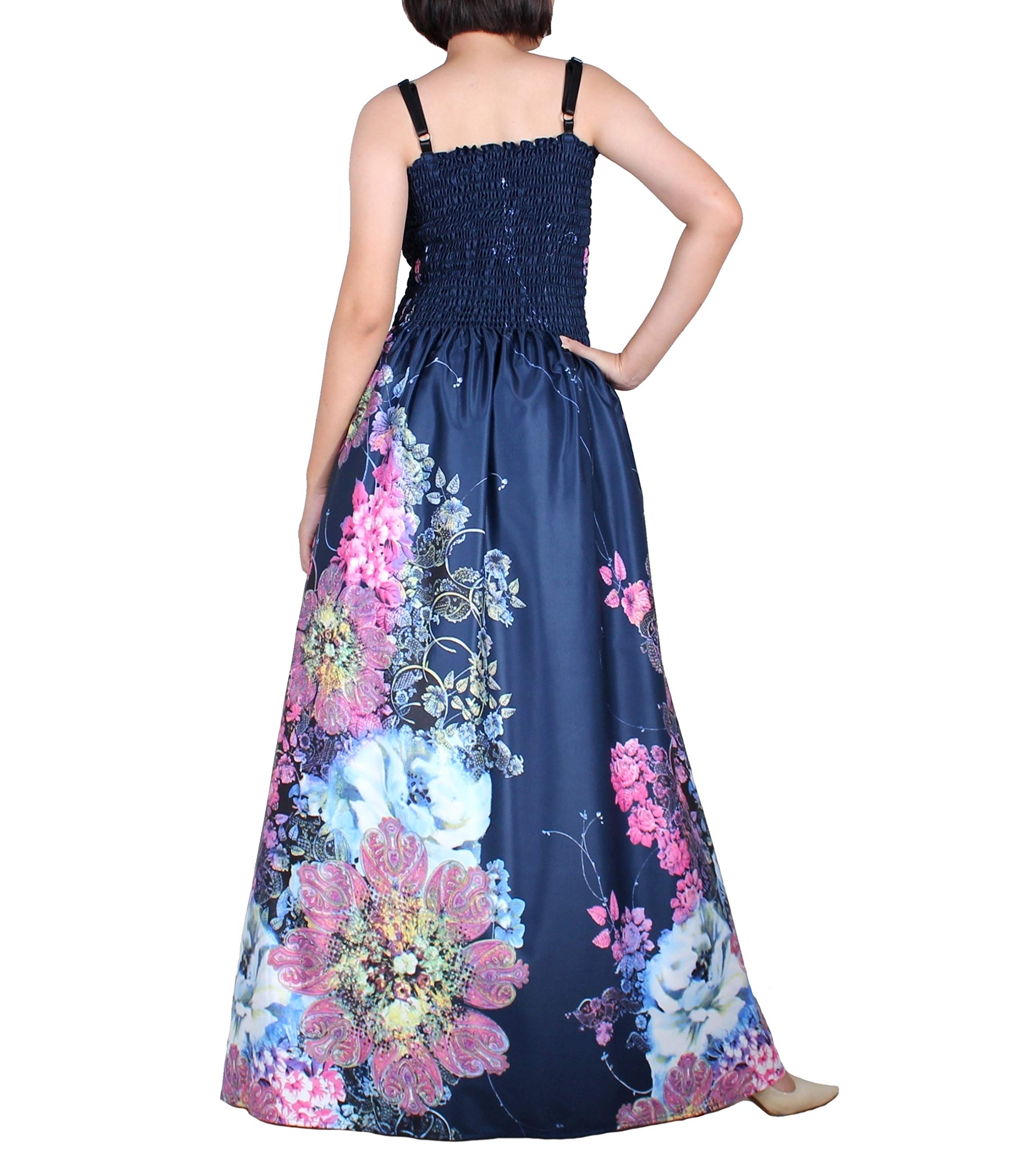 Plus Size Navy Blue Floral Maxi Dress for Women - Boho Summer Party & Evening Prom Gown - Perfect for Beach Vacations, Weddings & Special Occasions