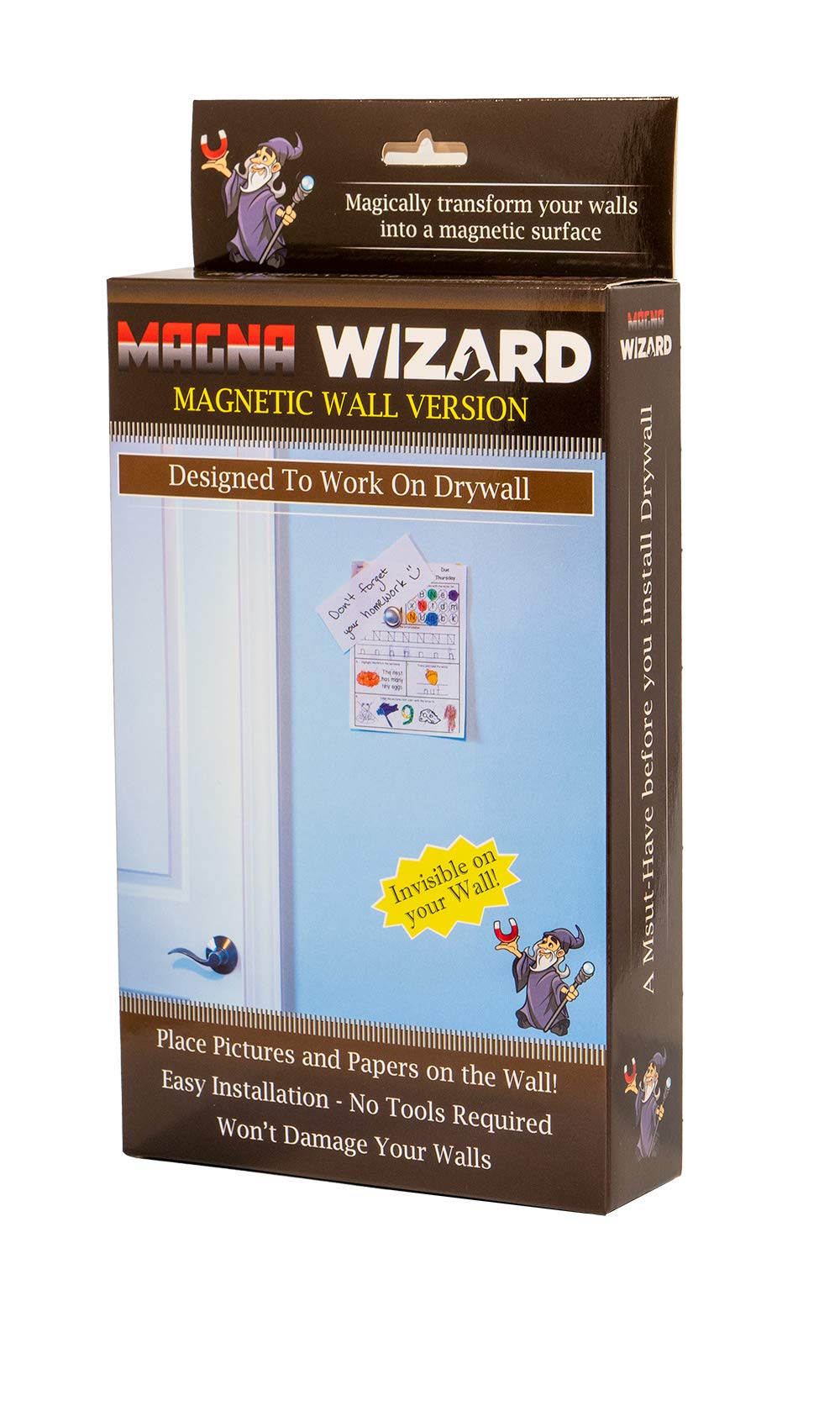 Magna Wizard Drywall Magnetic Wall Panel - Transform Any Wall into a Magnetic Surface for Photos, Notes & Artwork | No Nails, No Screws, No Holes | Perfect for Home Offices, Kids' Rooms & Creative Spaces