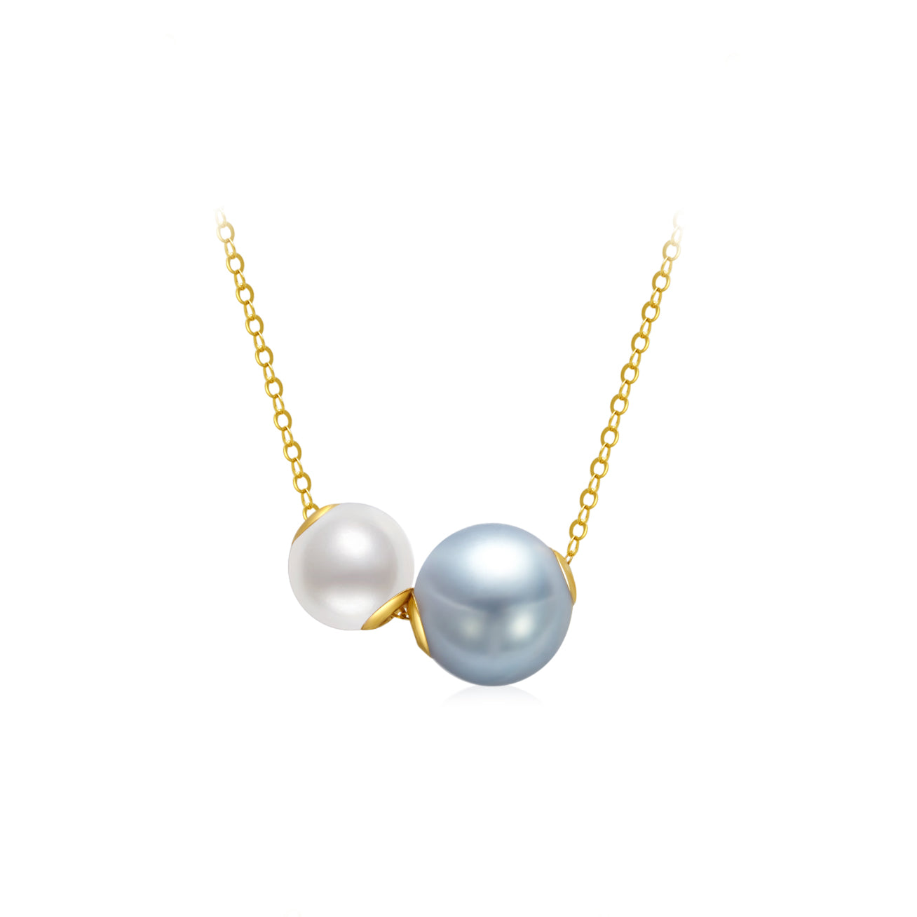 18K Solid Gold Silver Blue Akoya Pearl Necklace KN00186 | Elegant Women's Jewelry Gift for Wedding, Anniversary & Special Occasions | Perfect for Bridal, Evening Wear & Formal Events