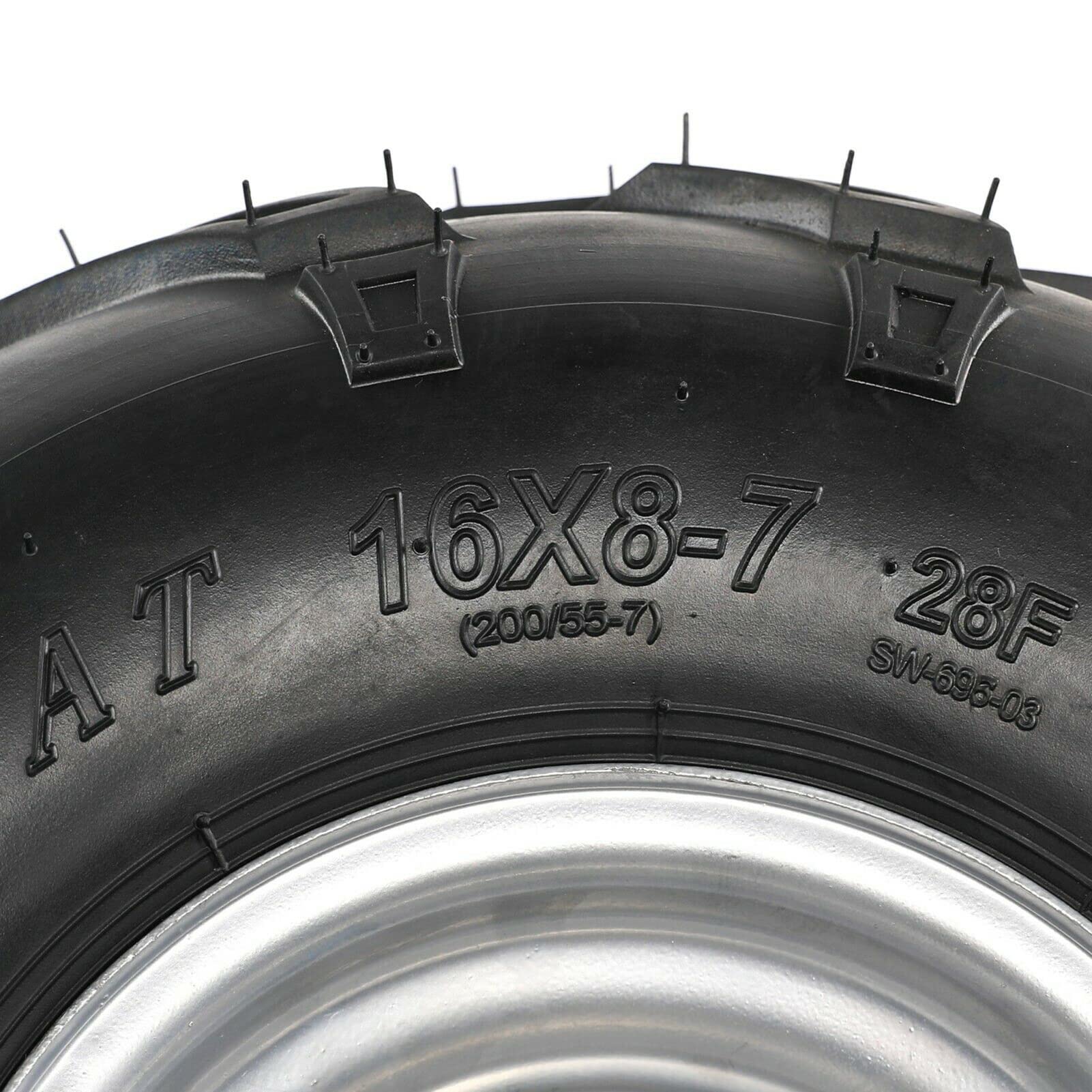 16x8-7 ATV Tires with 3 Bolt Rims - Pair of 7 Inch Go Kart Tires (200/55-7) for Lawn Mowers, Dirt Bikes & Off-Road Vehicles - Perfect for Racing, Trail Riding & Yard Maintenance