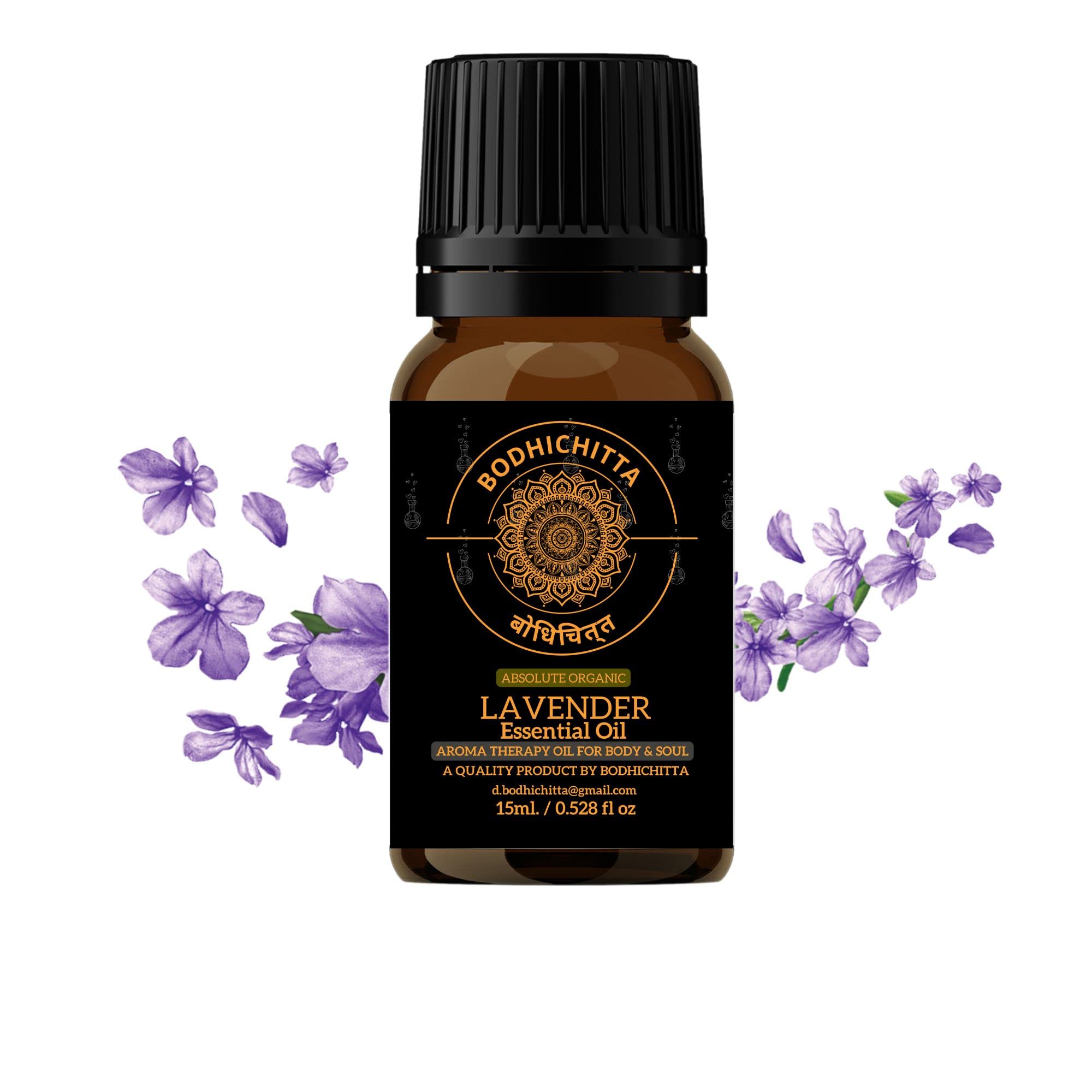 BODHICHITTA 100% Pure Lavender Essential Oil - Steam Distilled, 15ml - Aromatherapy, Relaxation & Skin Care for Home, Spa & Massage
