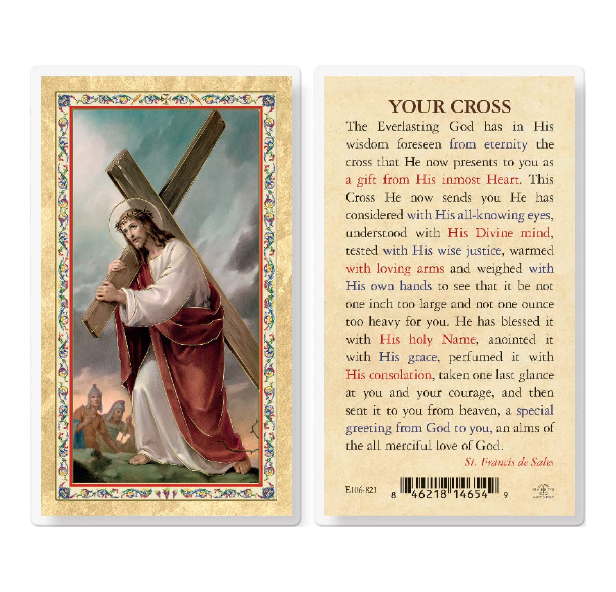 Religious Prayer Cards - Pack of 25 Gold-Stamped Laminated Catholic Holy Cards with Christ & Cross Design, Prayer on Back for Devotion, Bible Study & Church Events