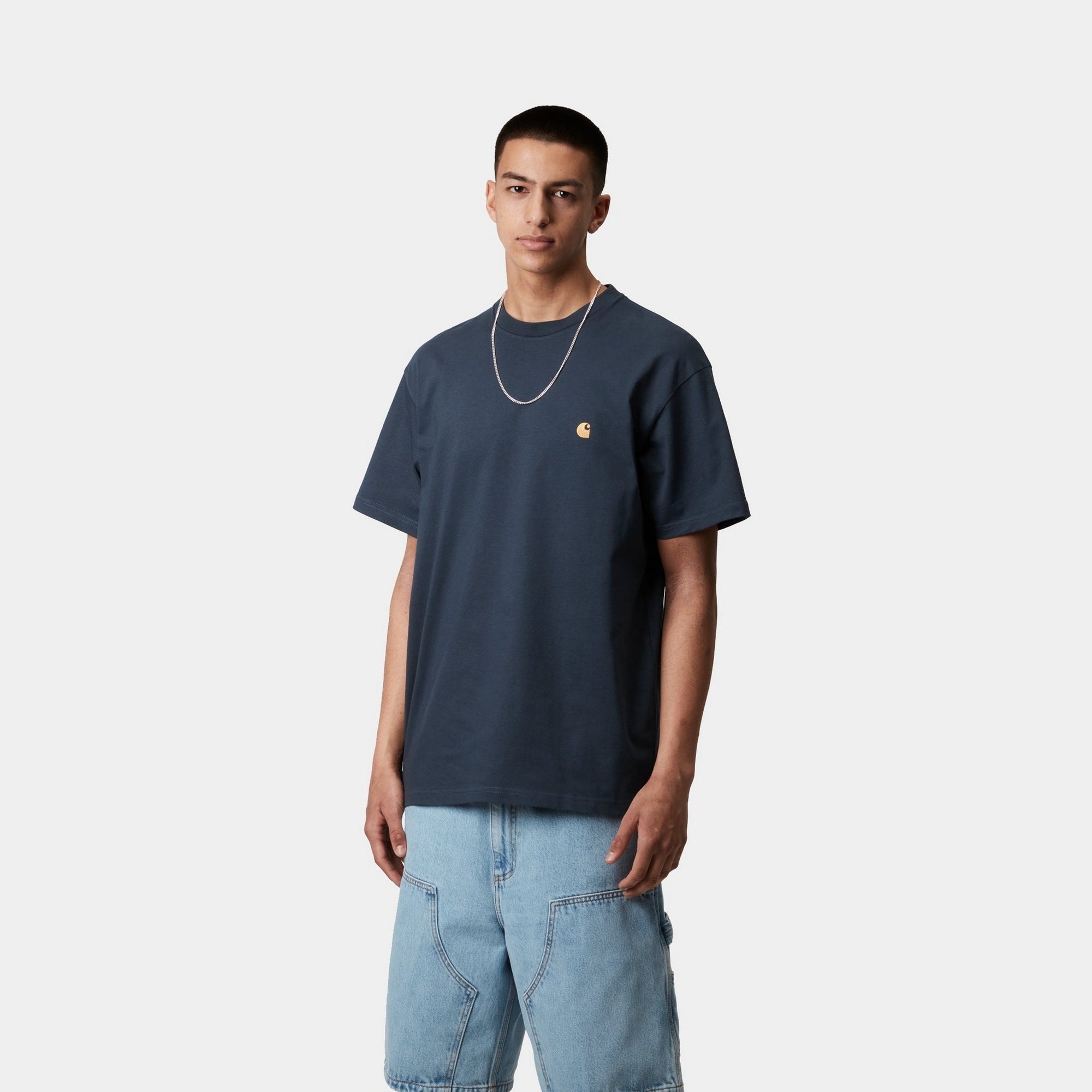 Chase T-Shirt for Men & Women | Soft Cotton Dusky Blue Tee - Casual Wear, Street Style, Everyday Comfort
