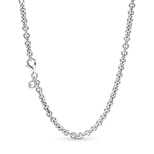 Pandora Sterling Silver Thick Cable Chain Necklace for Women - 17.7 Inch Elegant Layering Necklace - Perfect for Everyday Wear, Gifts & Special Occasions