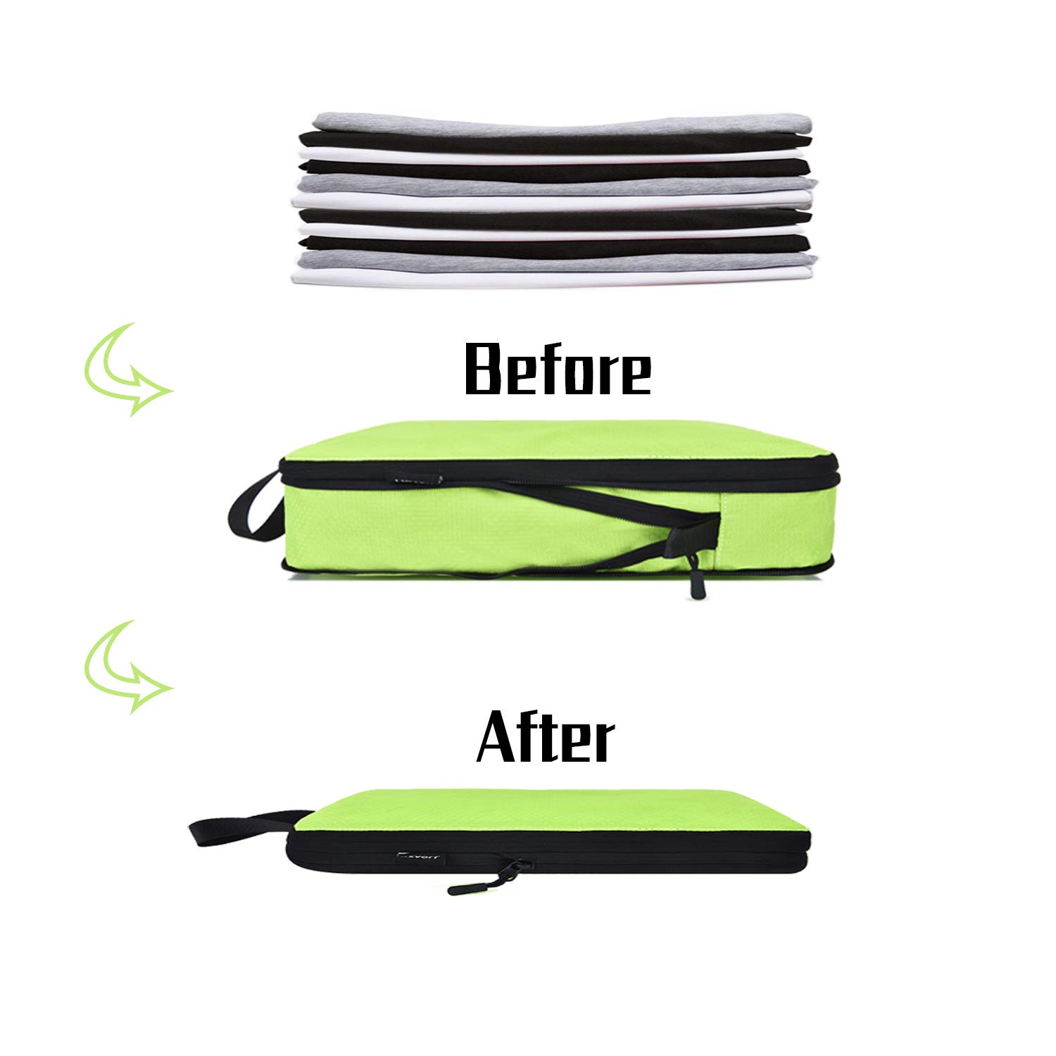 YZAOLL 6-Piece Kids Travel Compression Packing Cubes Set - Space-Saving Luggage Organizers for Boys & Girls (Green Rose) | Perfect for Family Vacations, School Trips & Camping Accessories