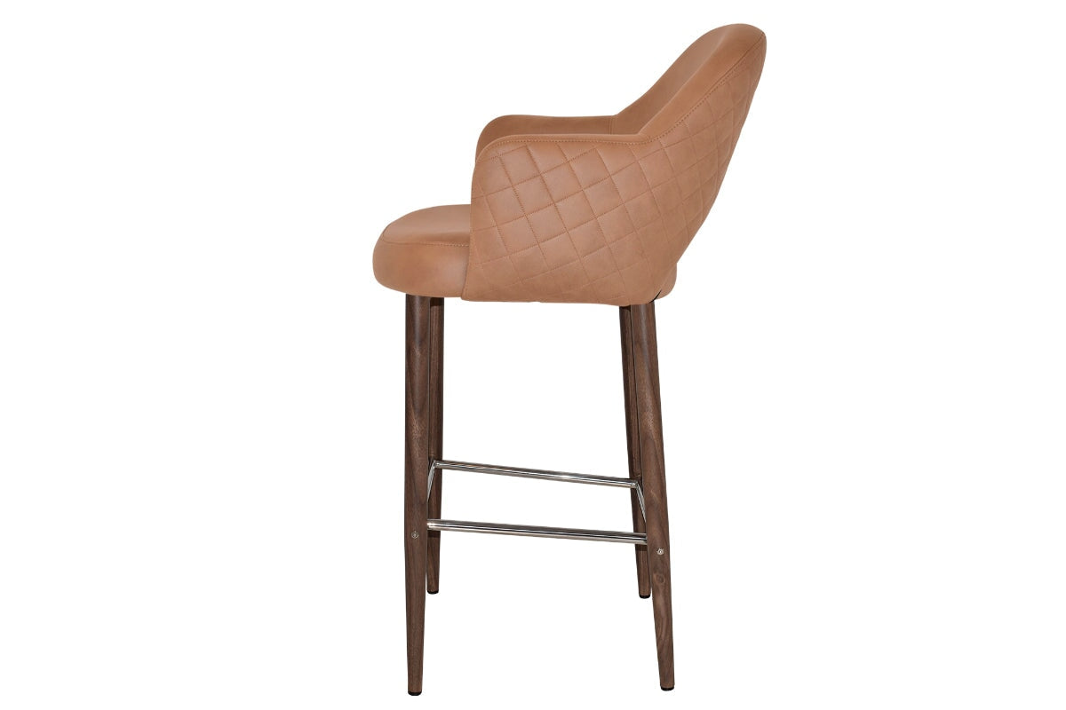EZ Hospitality Avalon Stool with Arms - Light Walnut Finish - 29.5 Inch Seat Height - Perfect for Bars, Restaurants, and Home Kitchen Countertops