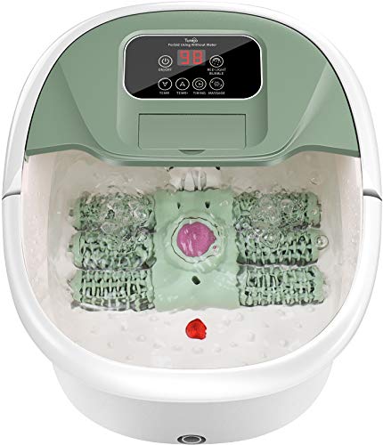 Electric Foot Spa Massager with Heat & Bubbles - Motorized Rollers, Pumice Stone, Infrared Light & Pedicure Kit - Adjustable Temperature & Timer for Stress Relief - Perfect for Home Relaxation & Post-Workout Recovery