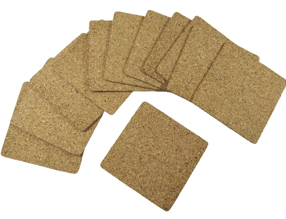 Premium Cork Square Tea Coasters Set of 12 - 4