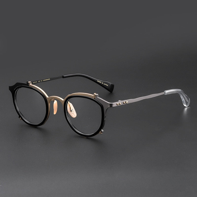 CCspace Men's Full Rim Round Square Titanium Alloy Eyeglasses Frame 53302 - Lightweight Durable Glasses for Work, Reading & Fashion
