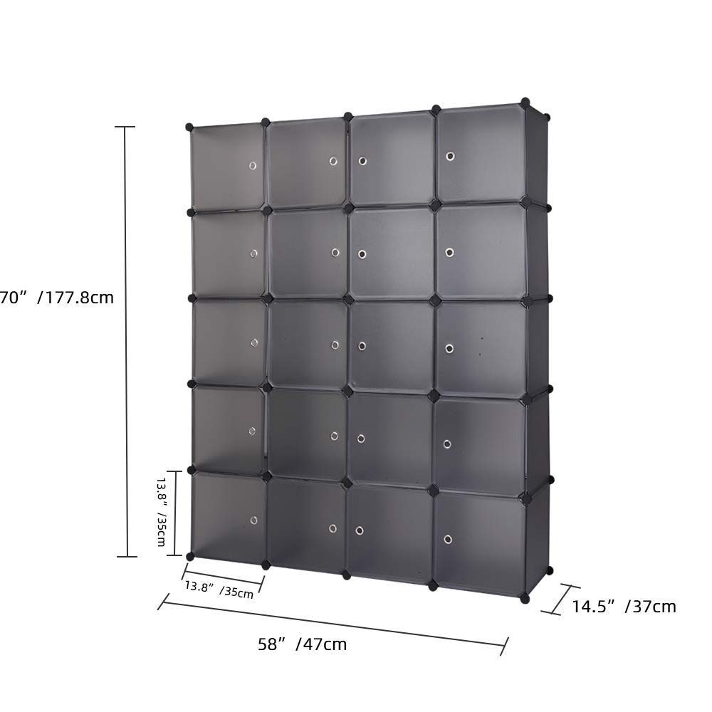 VINGLI Cube Storage Organizer - Plastic Modular Shelving Unit with Doors & Hanging Rods for Closet, Cabinet, Bookshelf | DIY Home Organization for Bedroom, Living Room, Office