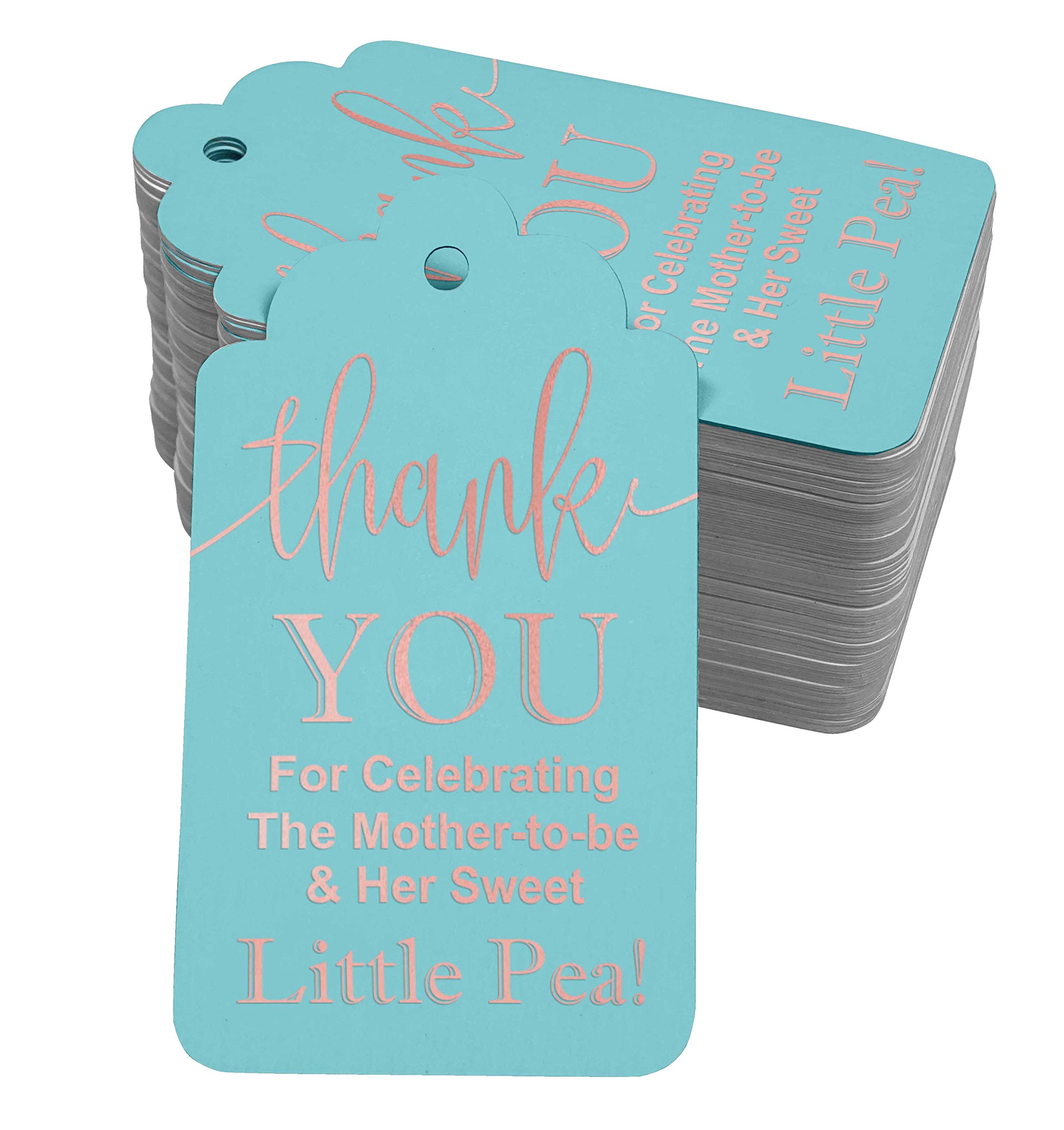 50 Pack Rose Gold Foil Paper Hang Tags - Elegant Baby Shower Thank You Favor Tags for Celebrating the Mother-to-Be | Perfect for Baby Shower Decorations, Party Favors & Gift Wrapping